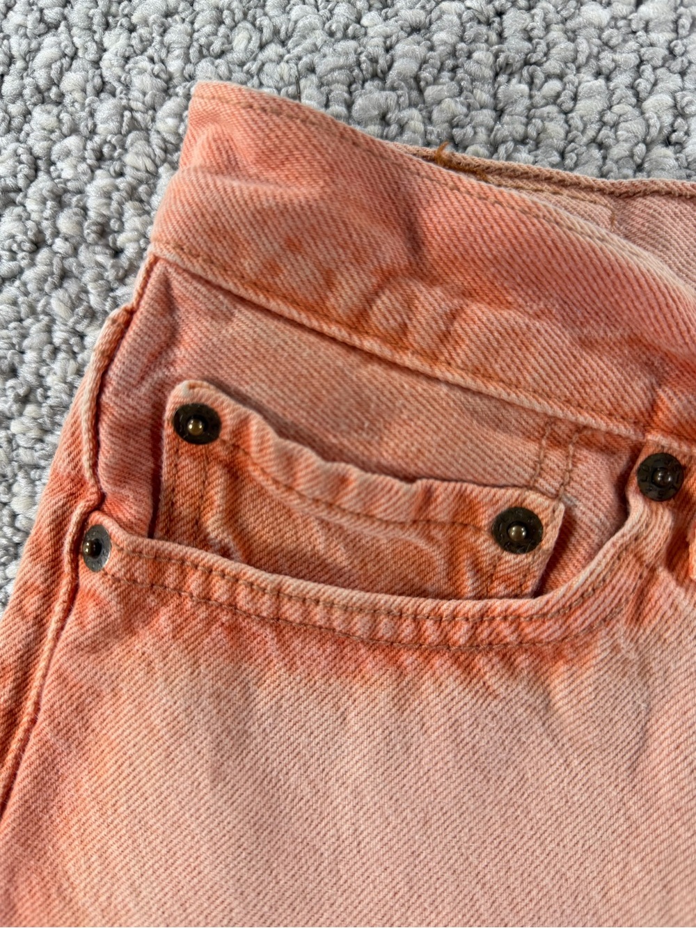Levi 501 Coral/Orange Raw Hem Denim Cutoff Mid-rise Shorts boho Size 27 - Picture 11 of 16